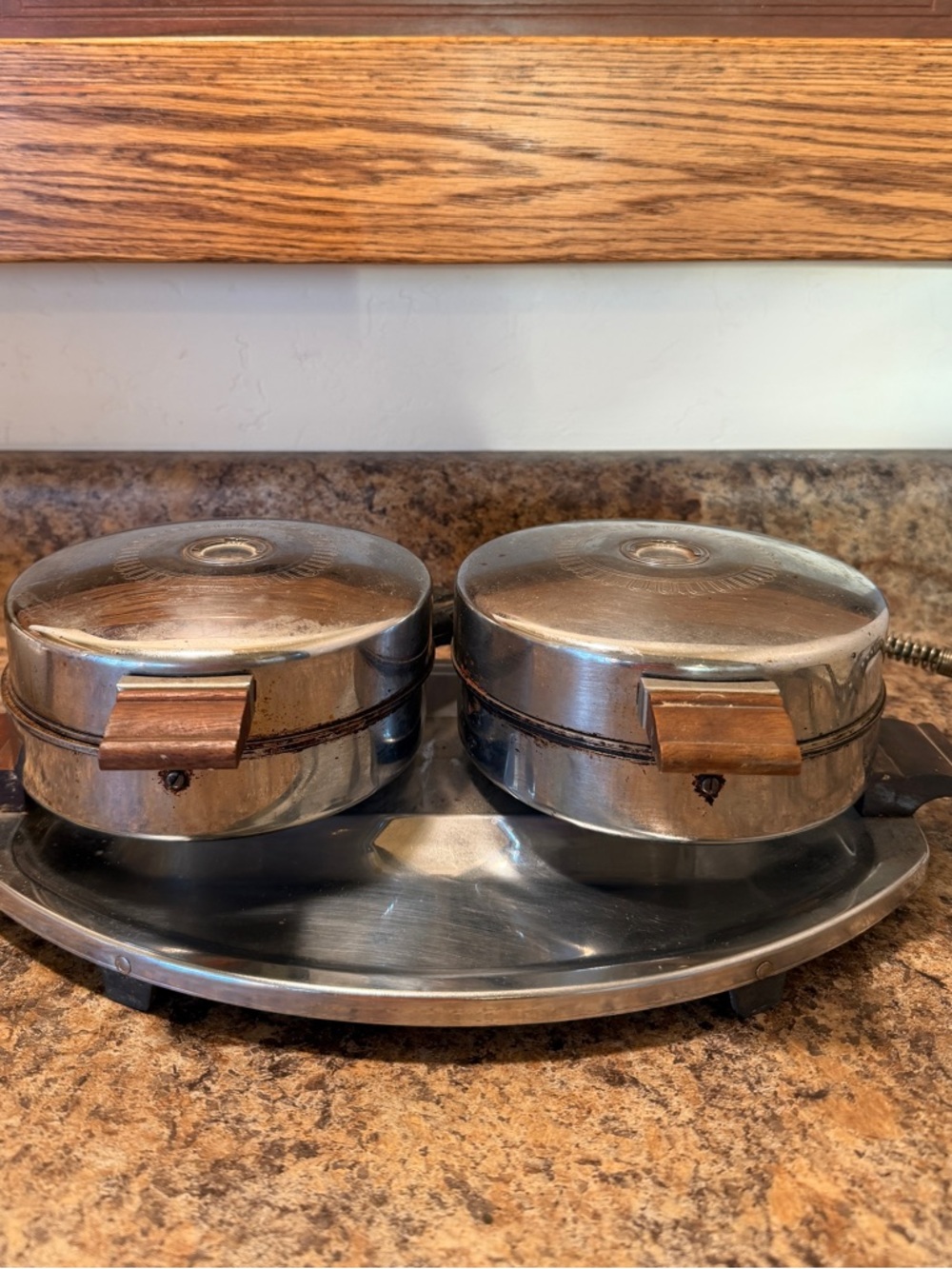 Stainless Steel Double Waffle Iron Dominion vintage